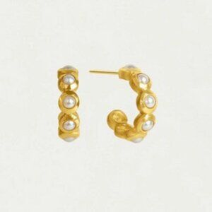 Dean Davidson Eternity Huggie Hoops in Pearl and Gold NEW